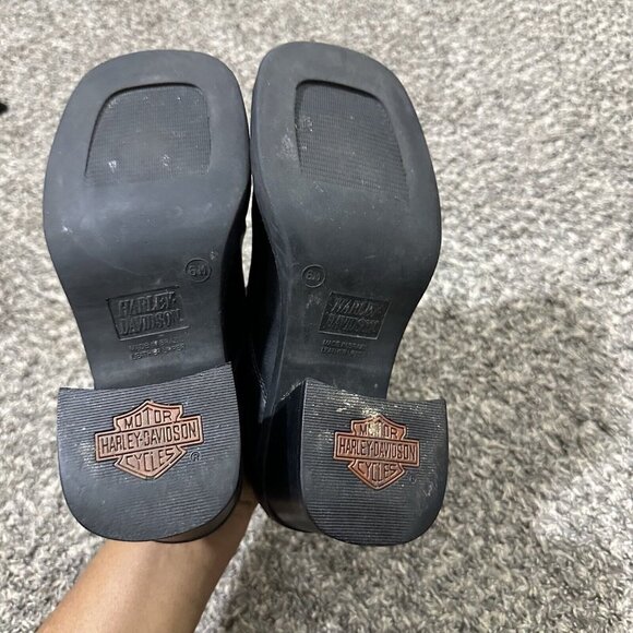 Harley Davidson Black Leather Boots Chunky Block Heel Square Toe Size 6 Y2K 90s - Picture 4 of 11